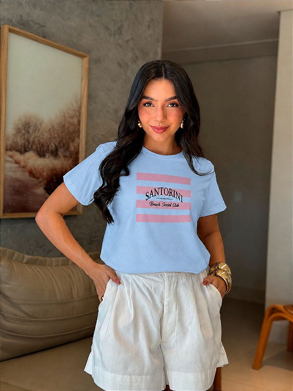 T-SHIRT DTF SANTORINI MY FAVORITE - AZUL CÉU
