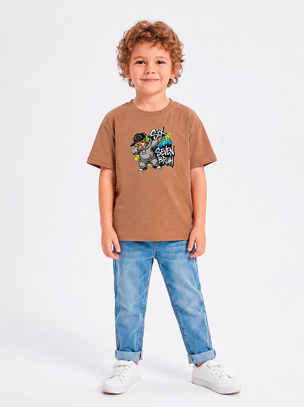T-SHIRT INFANTIL DTF SIX SEVEN STYLE - MARROM TERRA