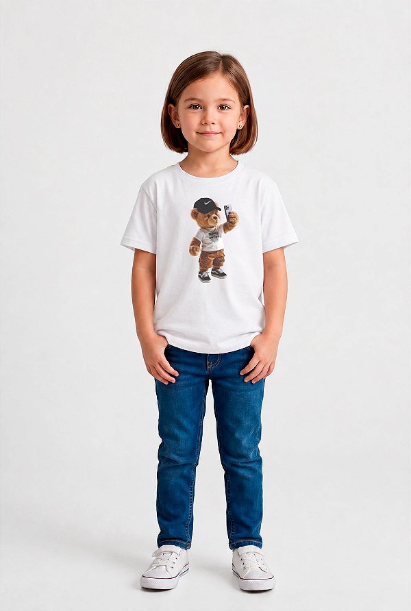 T-SHIRT INFANTIL DTF URSO SELF - BRANCO