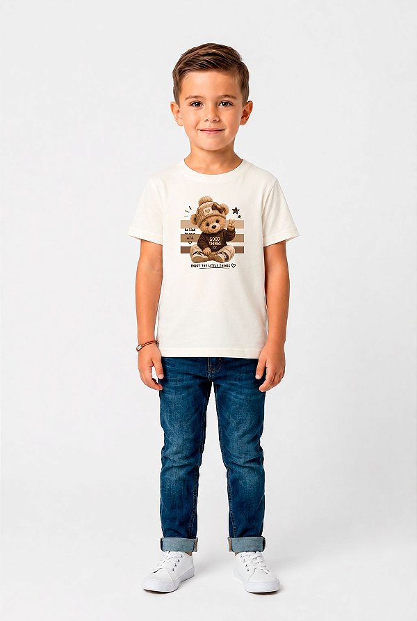T-SHIRT INFANTIL DTF GOOD THINGS TAKE TIME - OFF WHTE