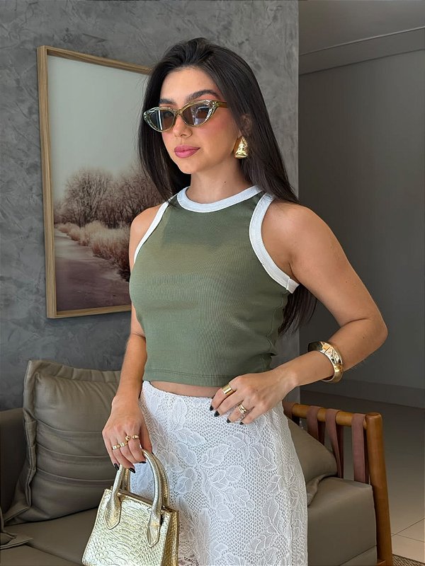 CROPPED RIBANA BICOLOR (OFF WHTE) - FOLHA SECA