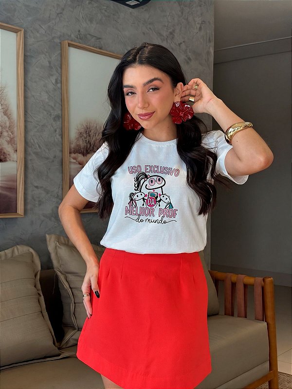 T-SHIRT DTF USO EXCLUSIVO DA MELHOR PROF - BRANCO