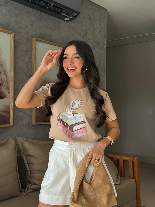 T-SHIRT DTF LIVROS - BEGE DUNAS