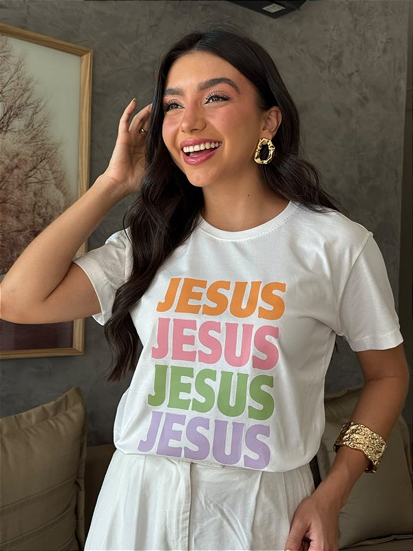T-SHIRT DTF JESUS COLORS - OFF WHITE