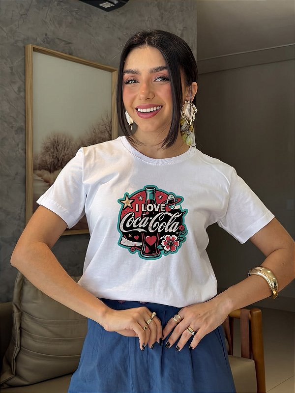 T-SHIRT DTF I LOVE COCA COLA - BRANCO