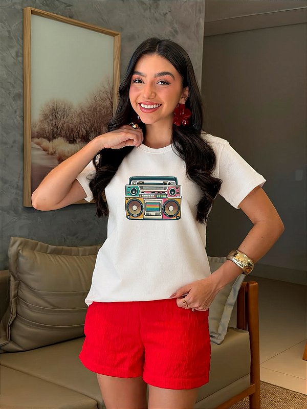T-SHIRT DTF CAIXA DE SOM RETRÔ - OFF WHITE