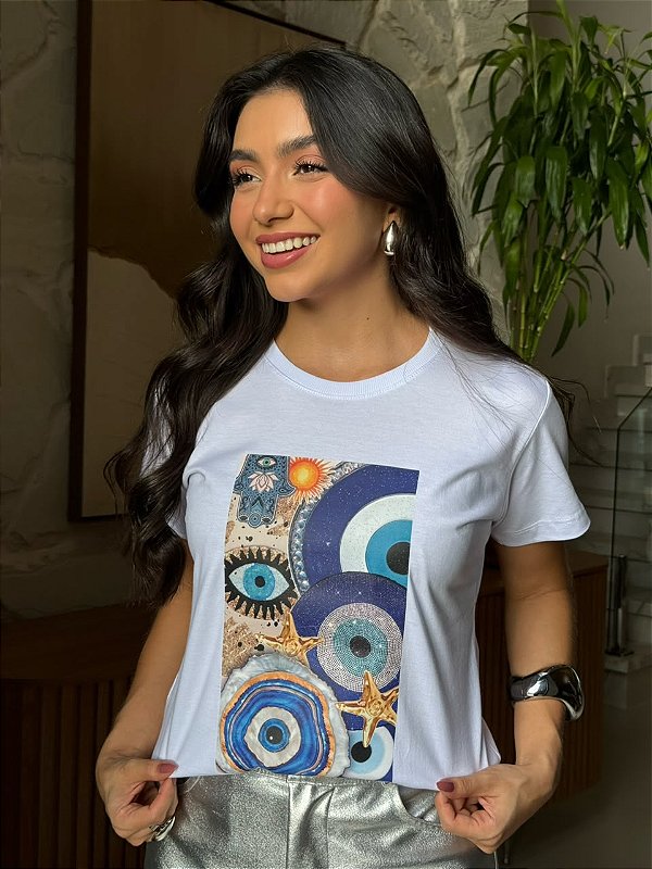 T-SHIRT DTF MOSAICO OLHO GREGO - BRANCO