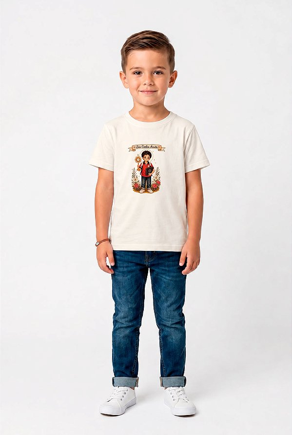 T-SHIRT INFANTIL DTF SÃO CARLOS ACUTIS AQUARELA - OFF WHITE