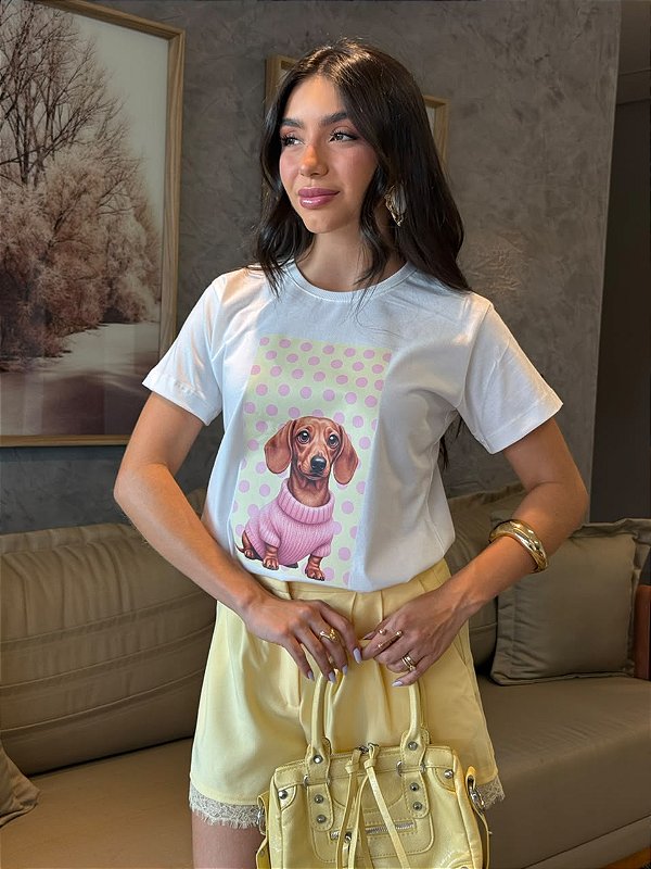T-SHIRT DTF CACHORRO POA CANDY - OFF WHITE