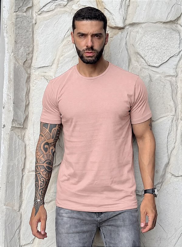 CAMISETA MASCULINA LISA - ROSA ROMANTIC