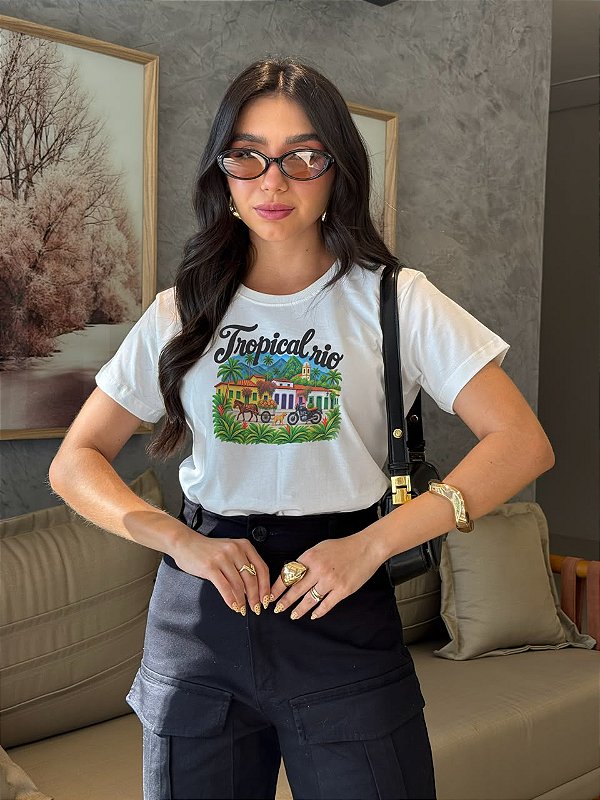 T-SHIRT DTF TROPICAL RIO CASARÃO - OFF WHITE