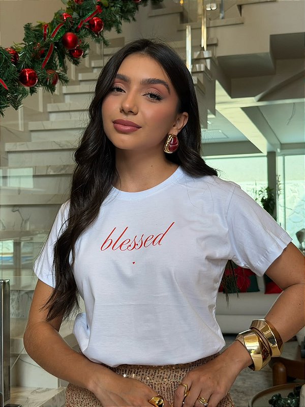 T-SHIRT DTF BLESSED - BRANCO