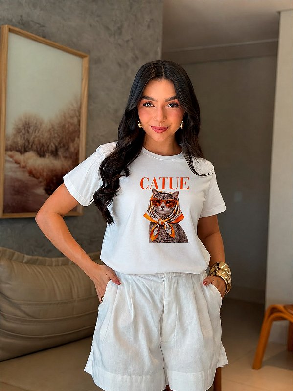 T-SHIRT DTF CATUE - BRANCO