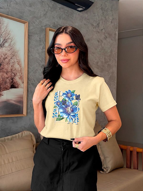 T-SHIRT DTF BLOOM - AMARELO BRULEE