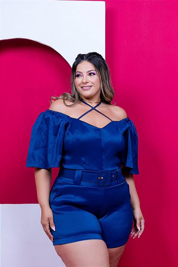 MacacÃ£o Curto Plus Size Macacão Pantalona Macaquinho Para Gordas