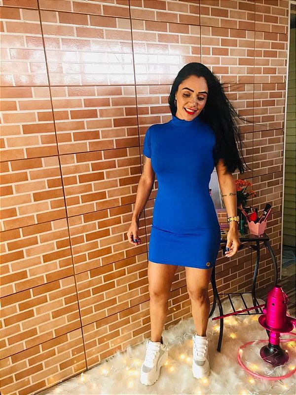Vestido Sal e Pimenta com Manga e Gola U
