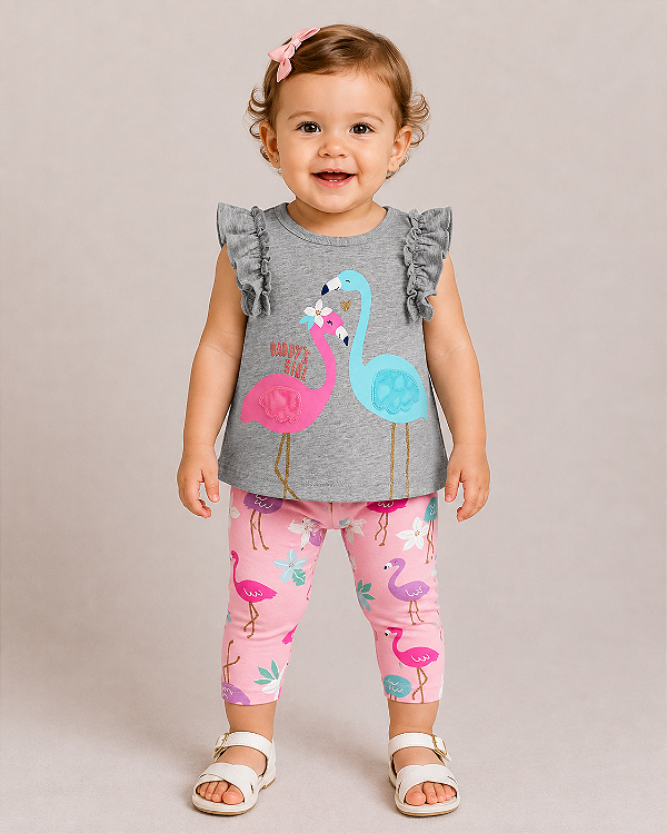 Conjunto Carter's - Bata e calça legging Capri - Flamingo