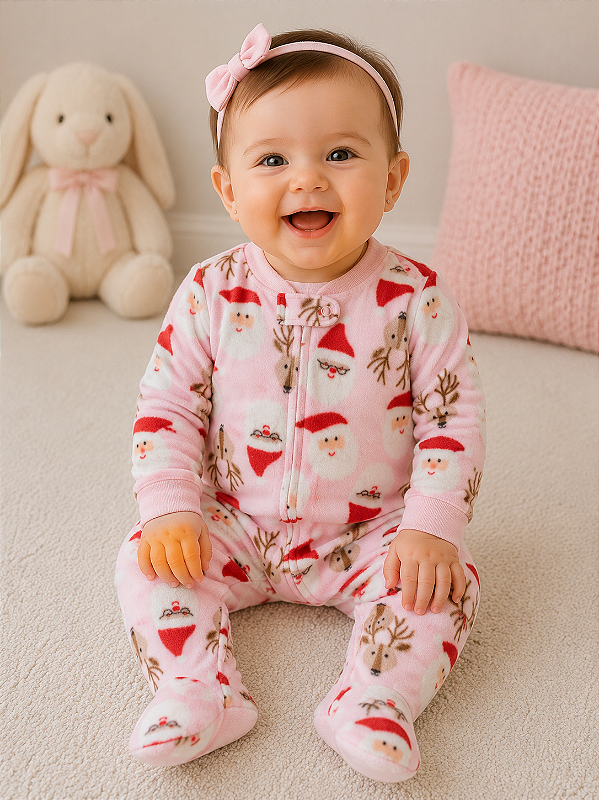 Pijama/Macacão de inverno Carter's (Plush/ Fleece) - Papai Noel