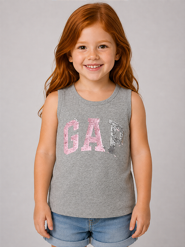 Camiseta GAP, regata, em algodão - Paetê*