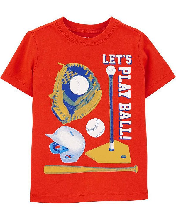 Camiseta Carter's, manga curta, em algodão - Play Ball