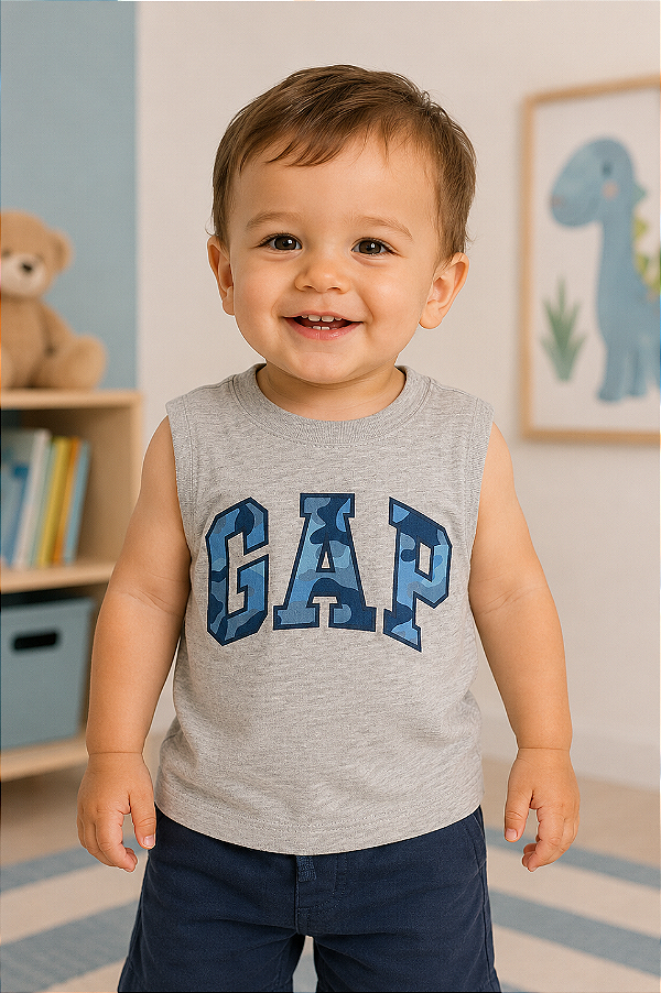 Camiseta GAP, regata, em algodão - Camuflado
