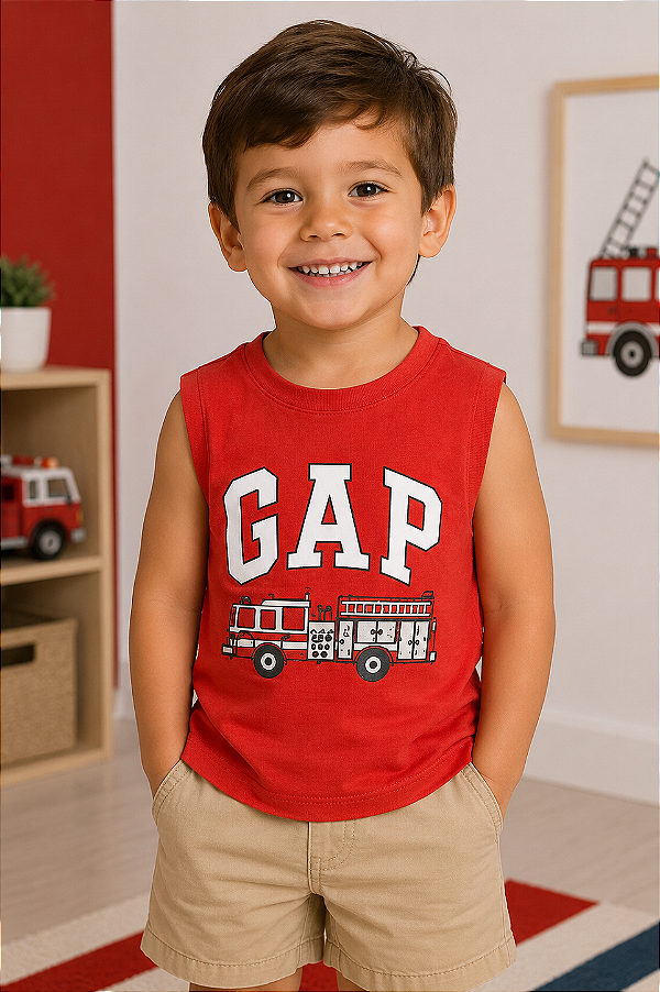 Camiseta GAP, regata, em algodão - Bombeiro