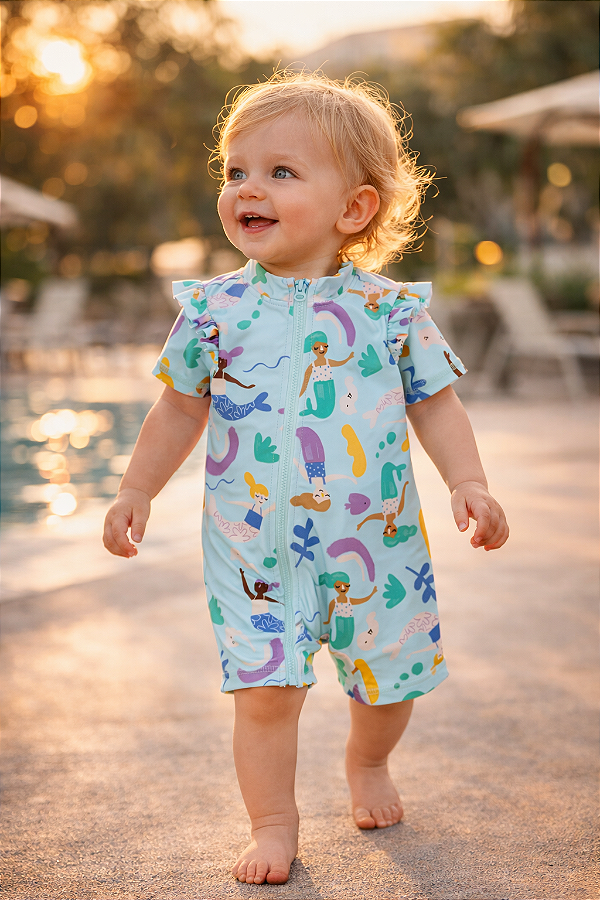 Macacão de banho Carter's, com proteção solar UPF 50+ - Sereias