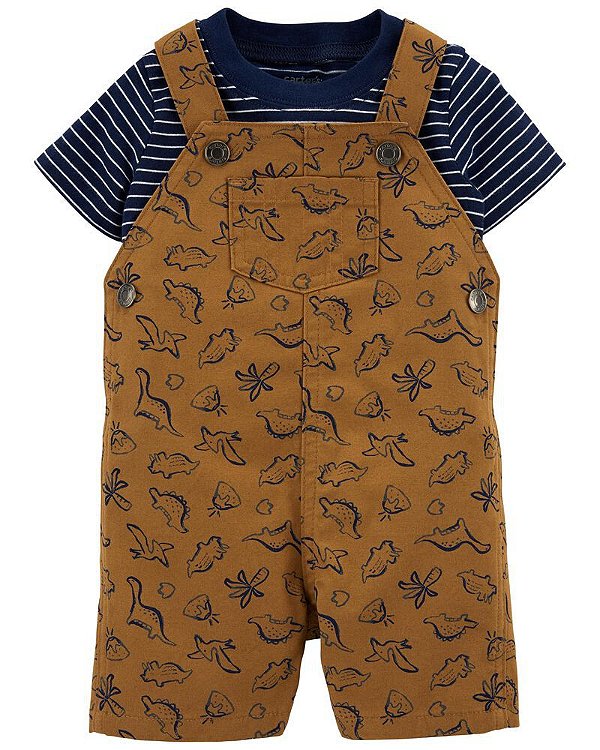 Conjunto Carter's - Jardineira e camiseta - Dinossauros