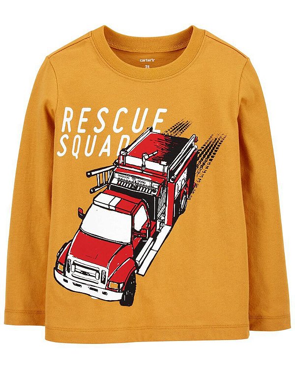 Camiseta Carter's, manga longa, em algodão - Bombeiro
