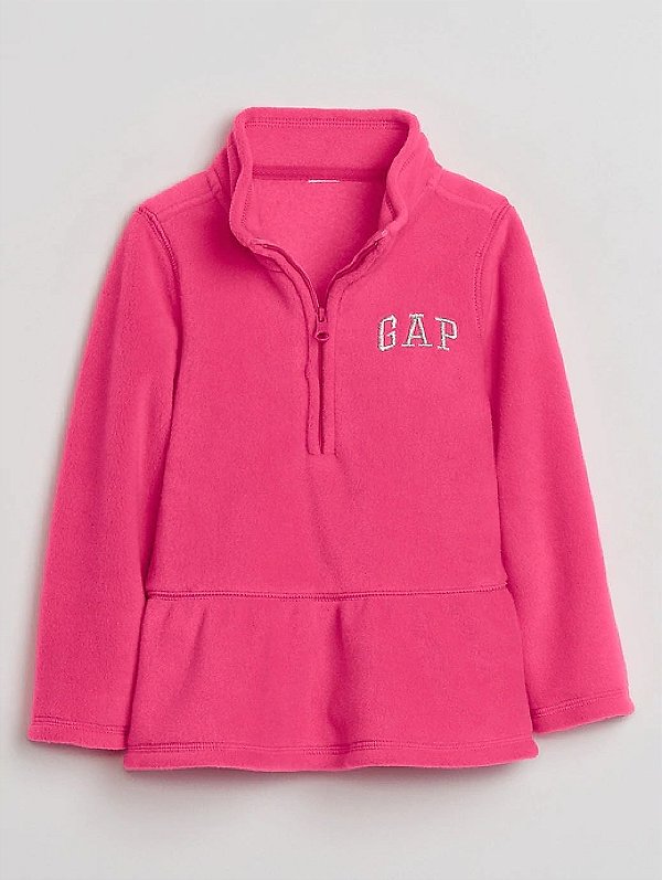 Agasalho Infantil GAP de Soft Rosa com Zíper, Gola Alta e Babado na Barra