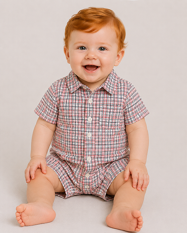 Romper Carter's gola polo - Xadrez