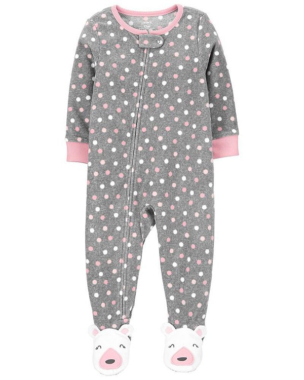 Pijama/Macacão de inverno Carter's (Plush/ Fleece) - Bolinhas