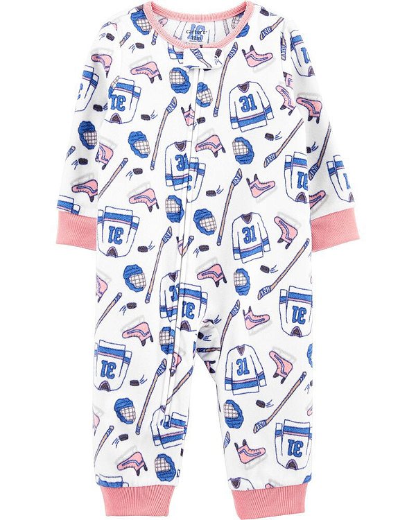 Pijama/Macacão de inverno Carter's (Plush/ Fleece) - Hockey