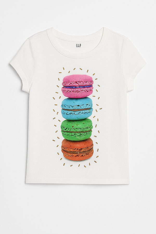 Camiseta GAP, em algodão - Macarons