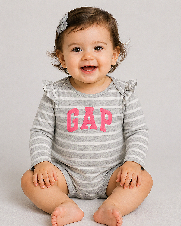 Body GAP, manga longa, em algodão - Logo