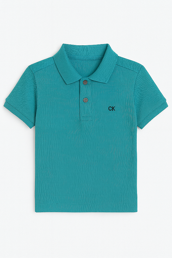 Camisa Gola Polo, manga curta - Azul