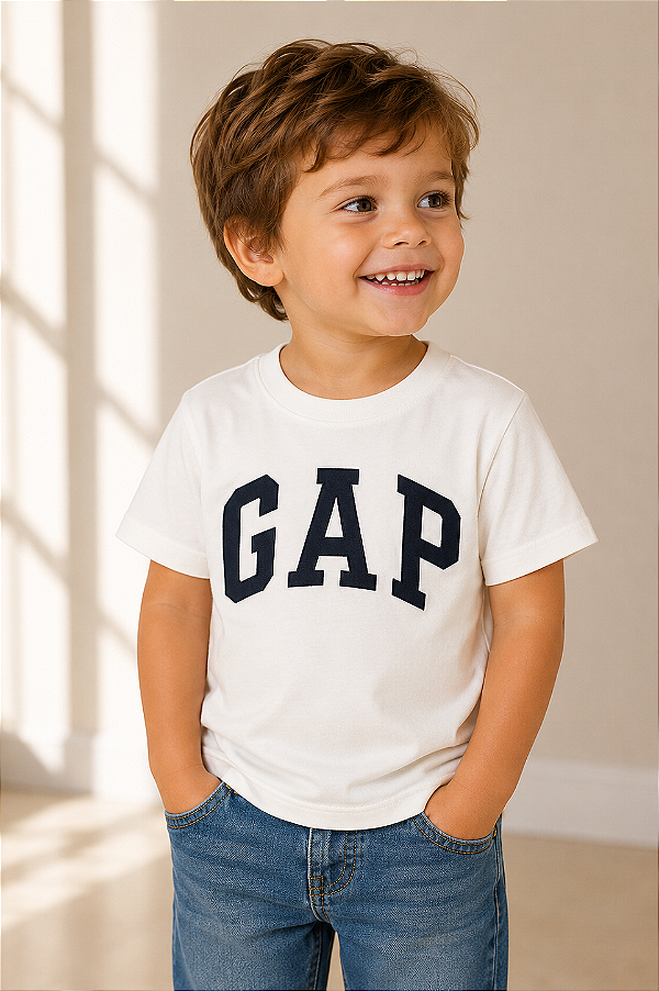 Camiseta GAP, manga curta, em algodão - Branca