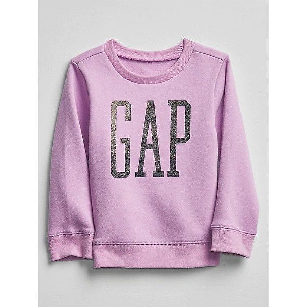 Agasalho Infantil GAP de Moletom Flanelado com Brilho e Gola Redonda - Lilás