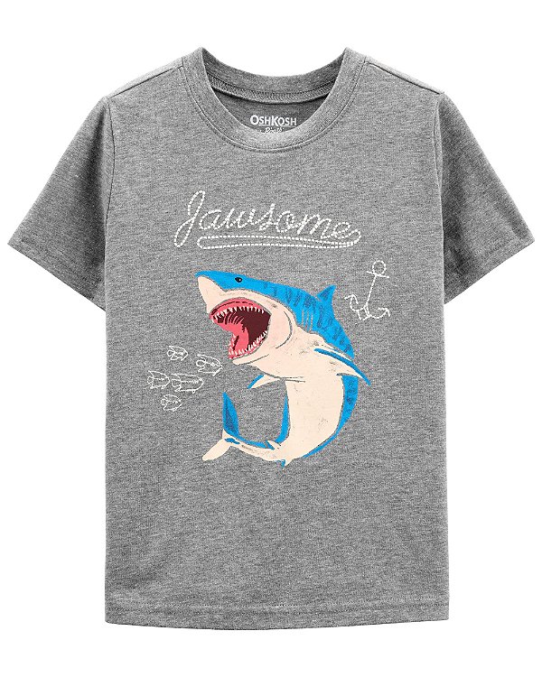 Camiseta Carter's, manga curta, em algodão - Tubarão