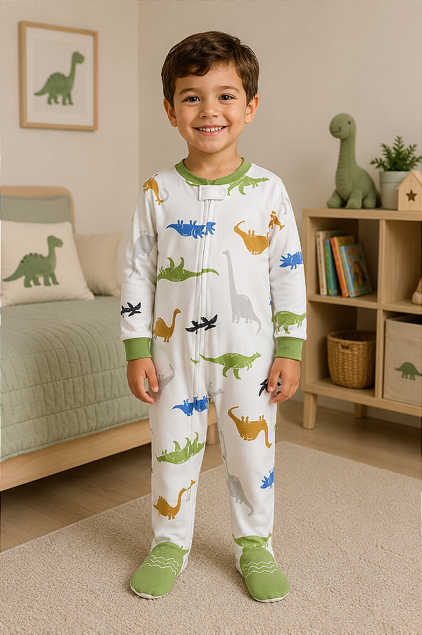 Pijama/Macacão de inverno Carter's (Plush/ Fleece) - Dinossauro
