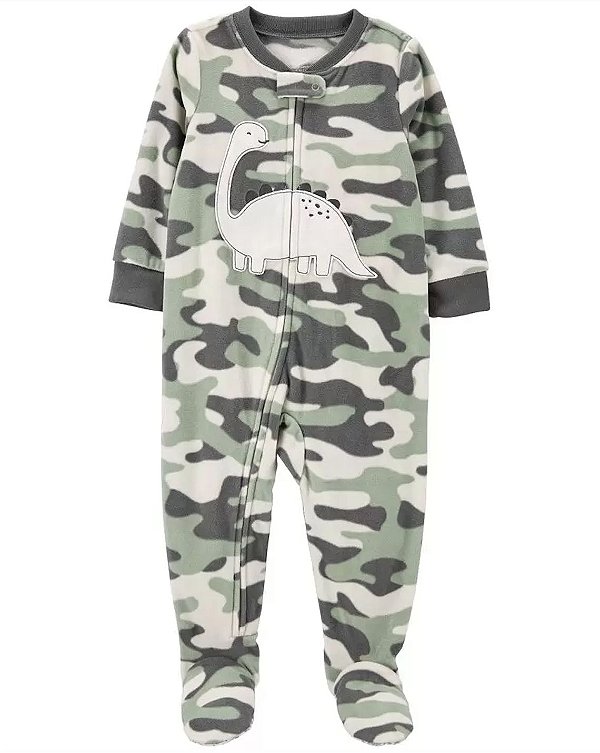 Pijama/Macacão de inverno Carter's (Plush/ Fleece) - Dinossauro Camuflado