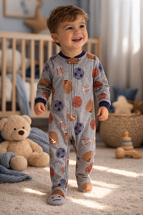 Pijama/Macacão de inverno Carter's (Plush/ Fleece) - Bolas