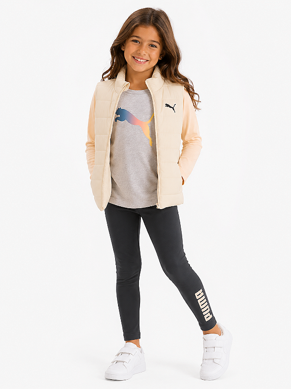 Conjunto Puma - Colete, camisa de manga longa e calça legging