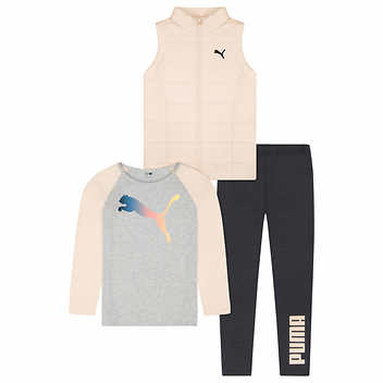 Conjunto Puma - Colete, camisa de manga longa e calça legging