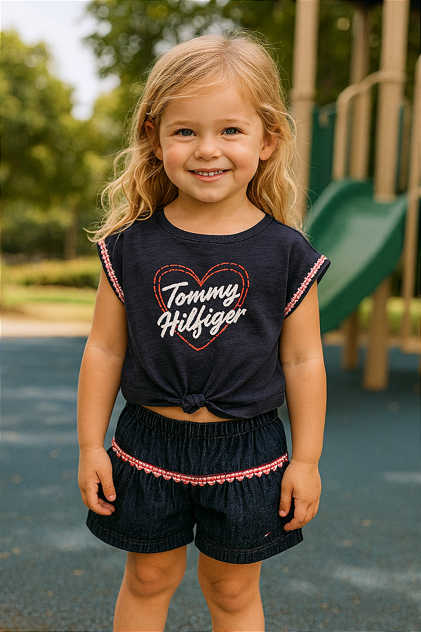 Conjunto Tommy Hilfiger - Blusinha e short - Coração