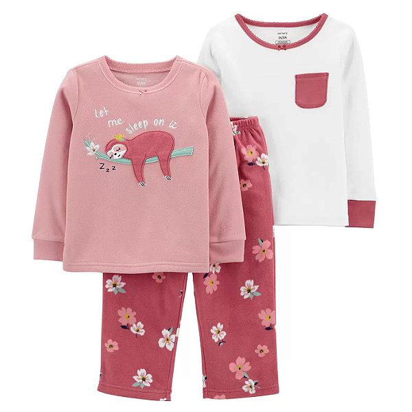 Kit Pijamas de inverno Carter's  - 3 peças - Preguiça