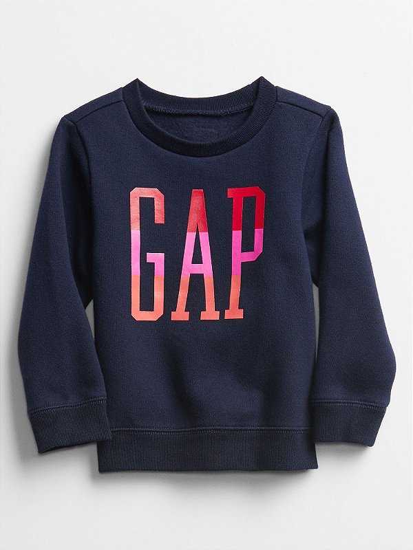 Agasalho Infantil GAP de Moletom Flanelado com Gola Redonda e Logo Colorido