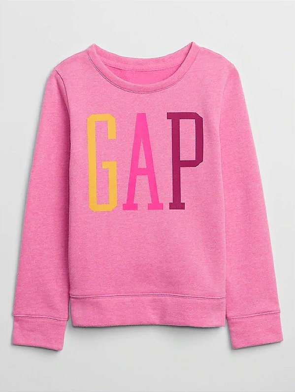 Agasalho Infantil GAP de Moletom Flanelado com Gola Redonda e Logo Colorido - Rosa