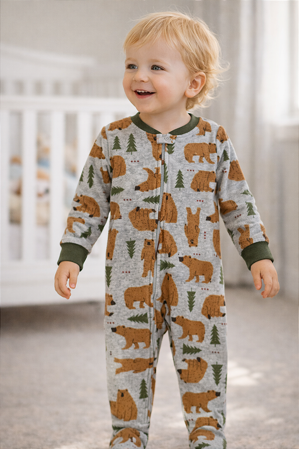 Pijama/Macacão de inverno Carter's (Plush/ Fleece) - Urso