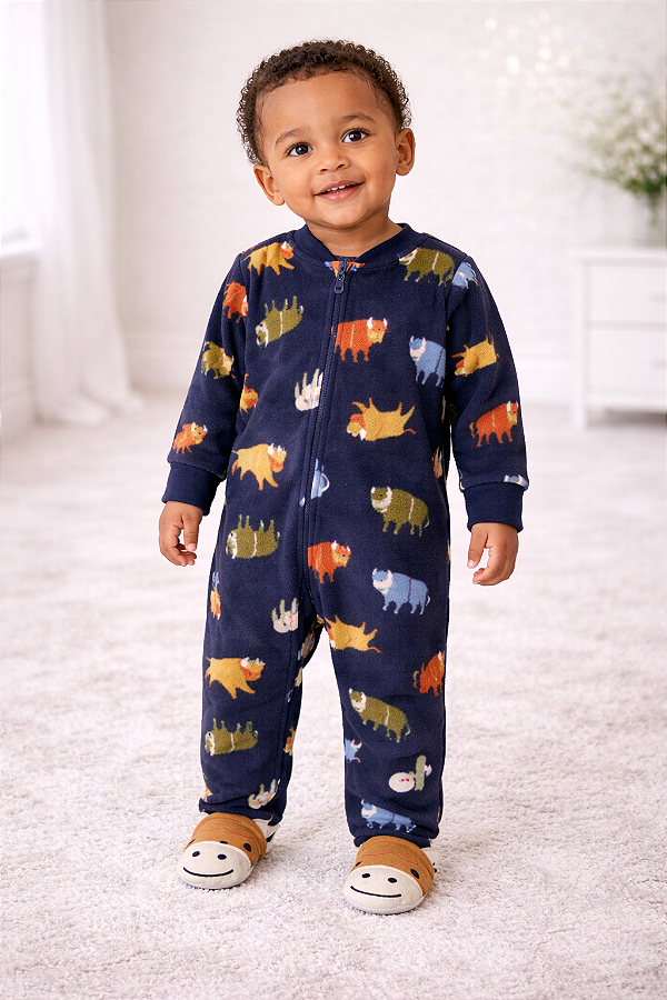 Pijama/Macacão de inverno Carter's (Plush/ Fleece) - Bufalos